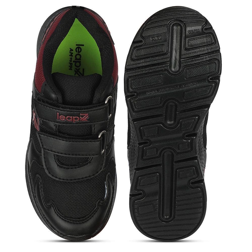LEAP7X Black Sports Non Lacing Walking Shoes for Kids PRIMEK-6 by Liberty — photo 7
