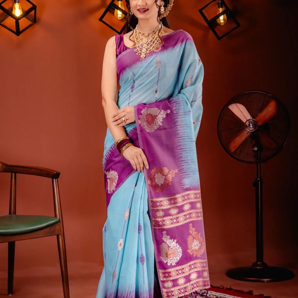 Mimosa Women's Woven Design Banarasi Style Art Silk Saree With Blouse Piece : SA00001795SFFREE