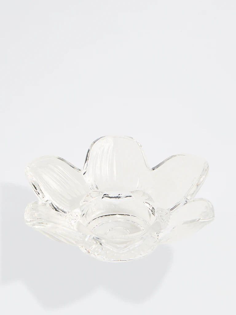 Westside Home Clear Glass Flower Tealight Candle Holder — photo 3