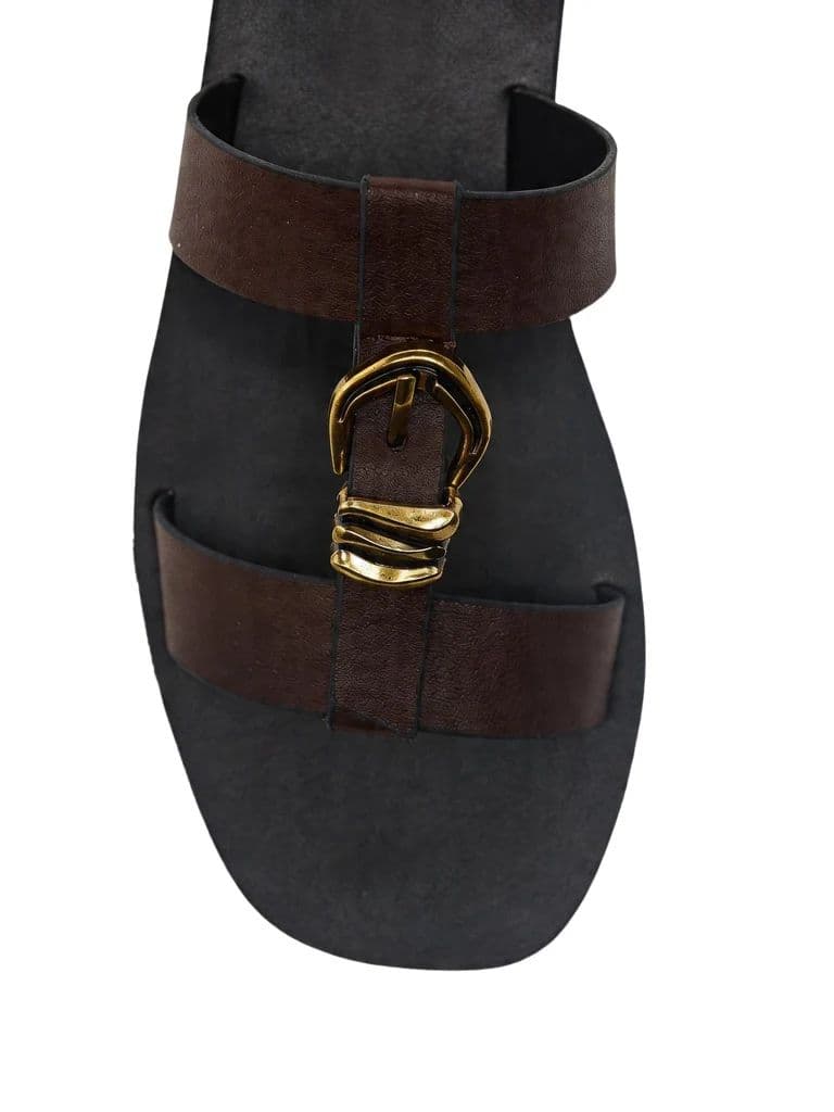 LUNA BLU Burgundy Buckle Detail Flat Sandals — photo 4