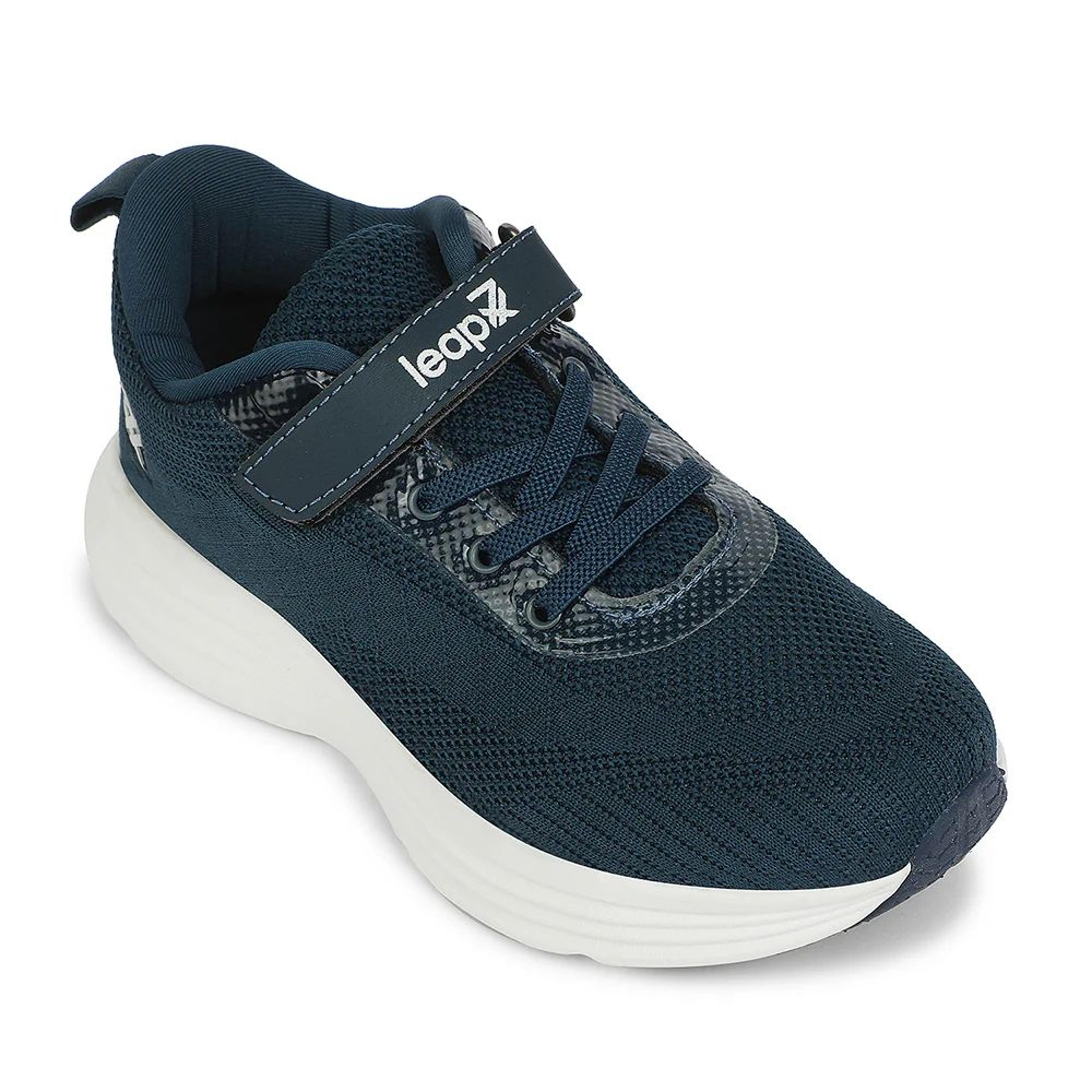 LEAP7X Teal Blue Sports Non Lacing Walking Shoes for Kids COVER-04 by Liberty