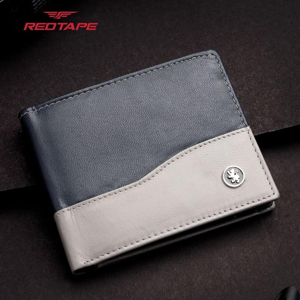 Men’s Navy Grey Colorblocked Genuine Leather Wallet — photo 2
