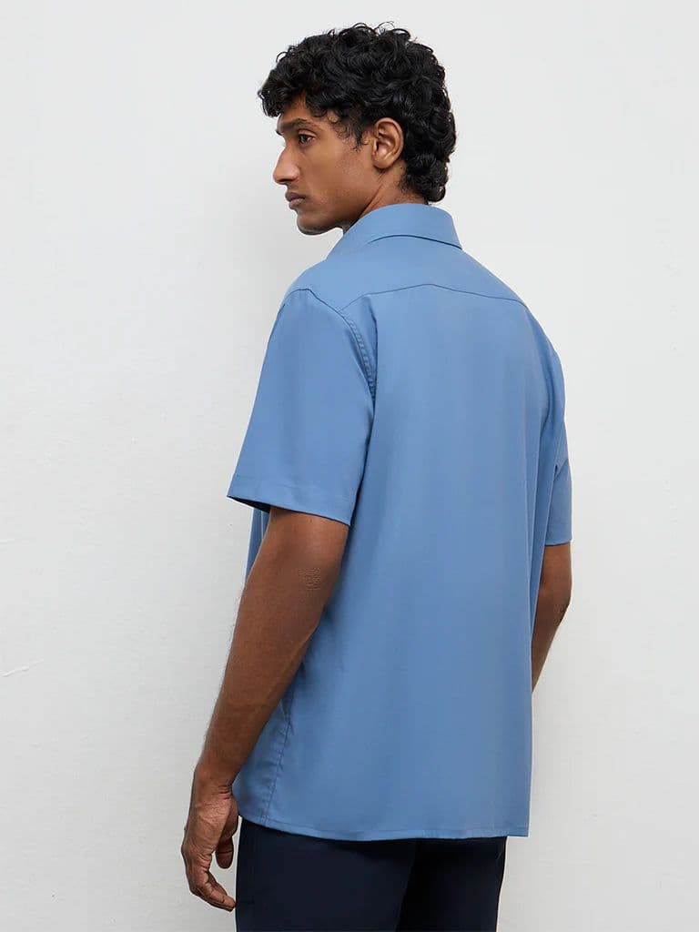 WES Formals Dusty Blue Slim-Fit Shirt — photo 4