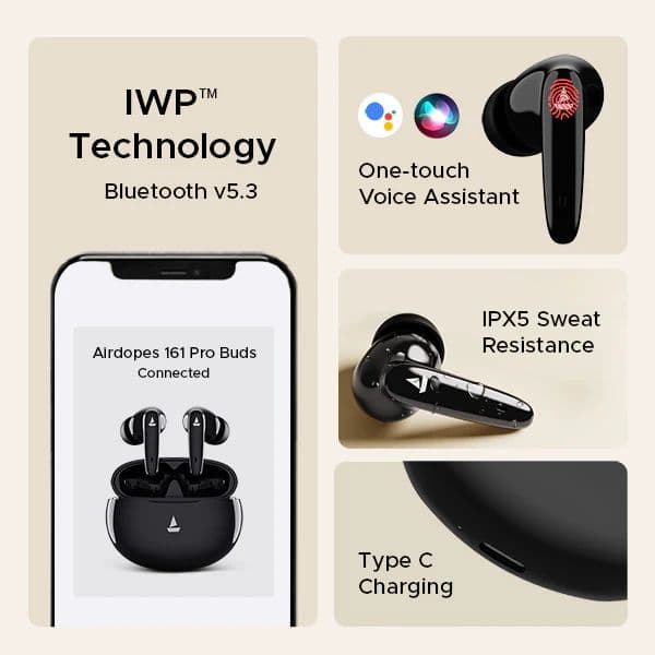 boAt Airdopes 161 Pro Buds | Wireless Earbuds with 50 Hours Playback, Dual Pairing, Dual Mics with ENx™ Technology — photo 9