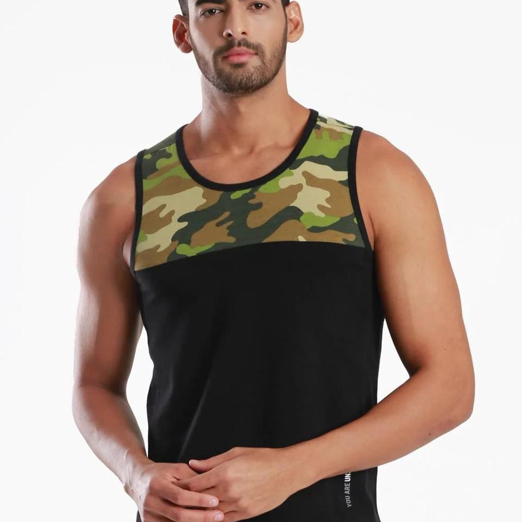 Yoke Camo Black Active Fit Camo Printed Organic Bamboo Vest (Pack Of 1)