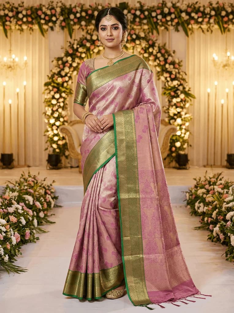MIMOSA Women's Woven Design Kanjivaram Style Art Silk Saree with Blouse Piece - Magenta (SA00002804MJFREE) — photo 2