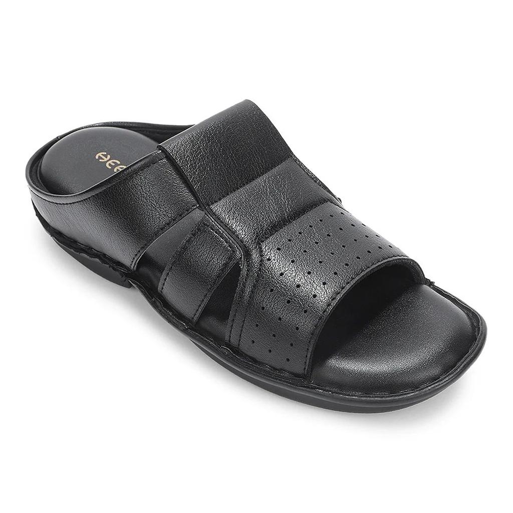 Healers Black Casual Flat Sandal For Men VAL-31E By Liberty