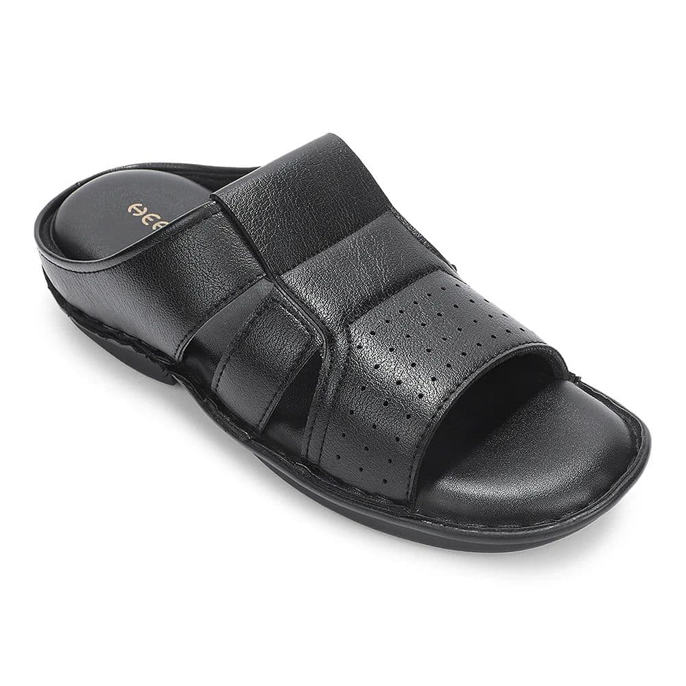 Healers Black Casual Flat Sandal For Men VAL-31E By Liberty — 6/40 / Black
