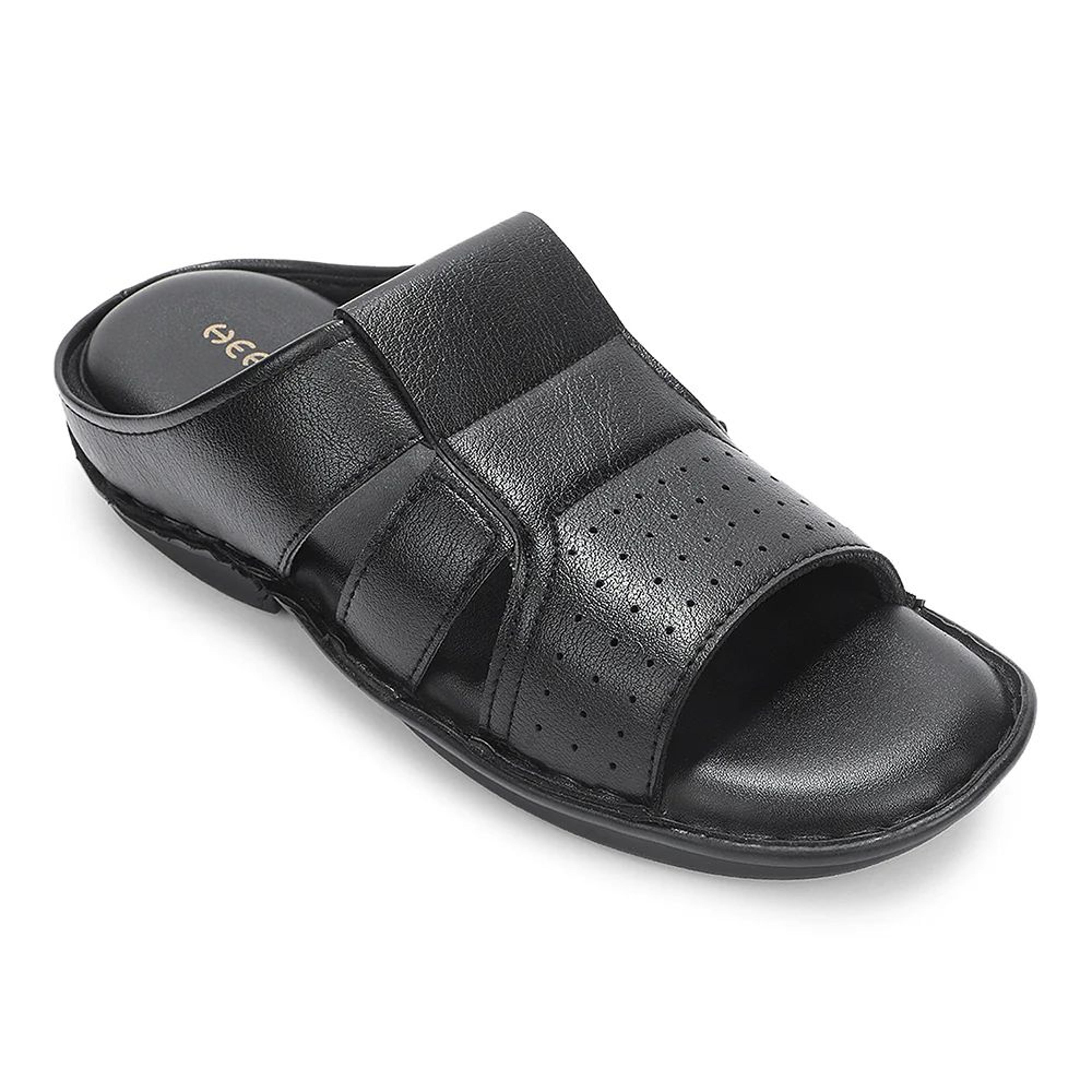 Healers Black Casual Flat Sandal For Men VAL-31E By Liberty
