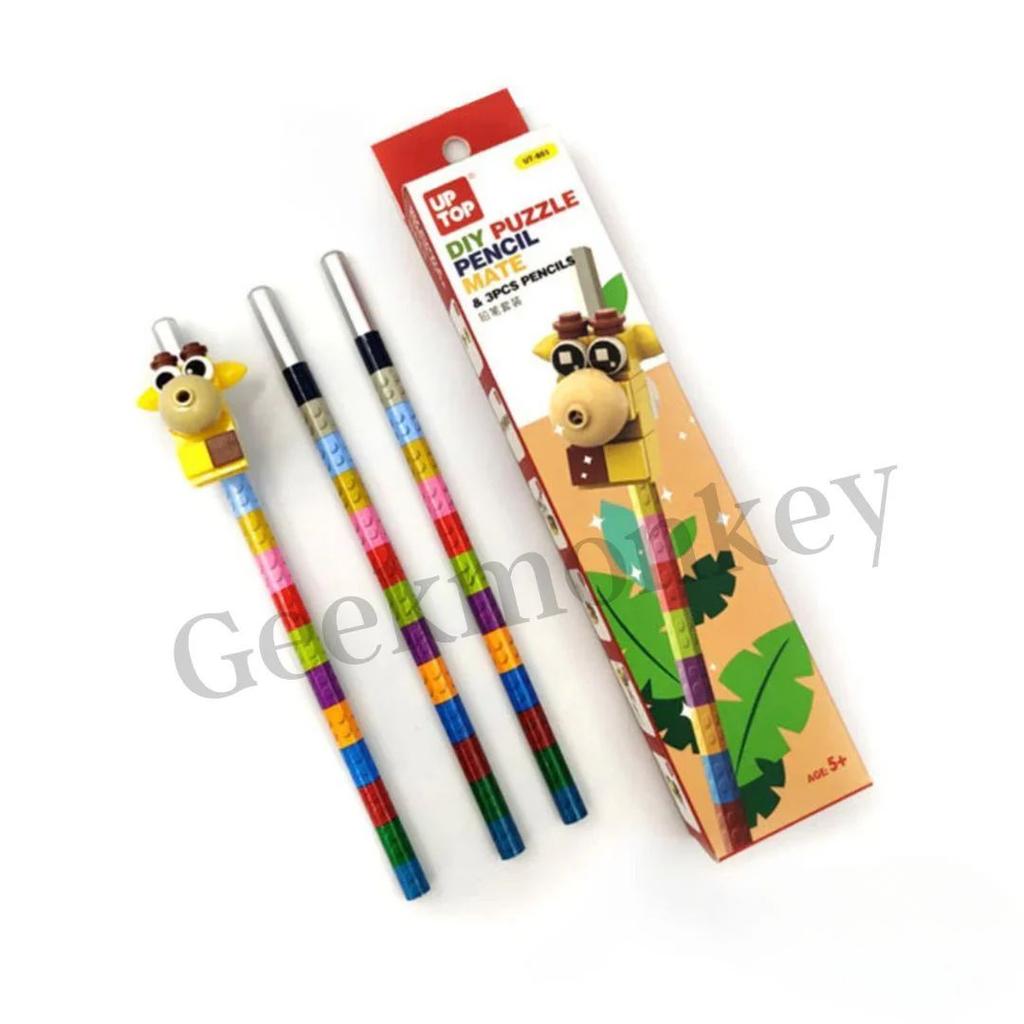 Pencil With DIY Block Topper | Fun & Creative Stationery Set for Writing and Sketching — Giraffe