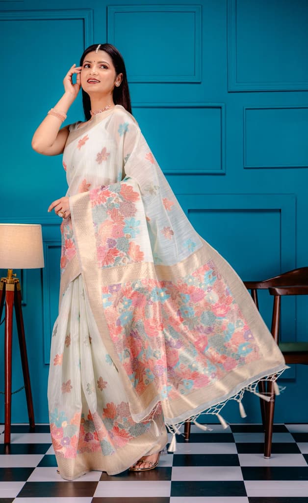 Mimosa Women's Woven Design Banarasi Style Art Silk Saree With Blouse Piece : SA00001785RMFREE — photo 5
