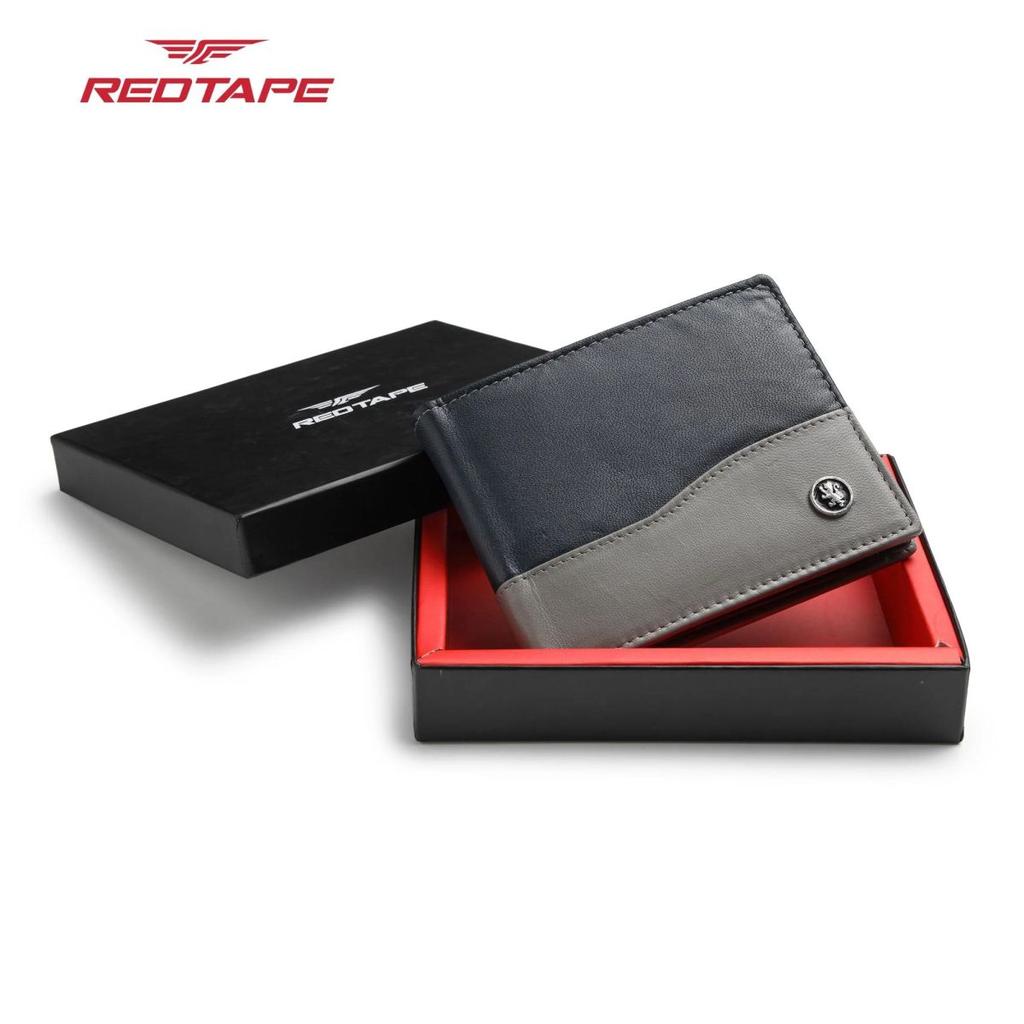 Men’s Navy Grey Colorblocked Genuine Leather Wallet — photo 5