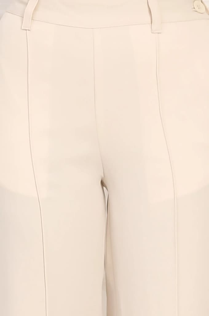 Beige Solid Straight Woven Pant Pant with YKK Zipper — photo 6