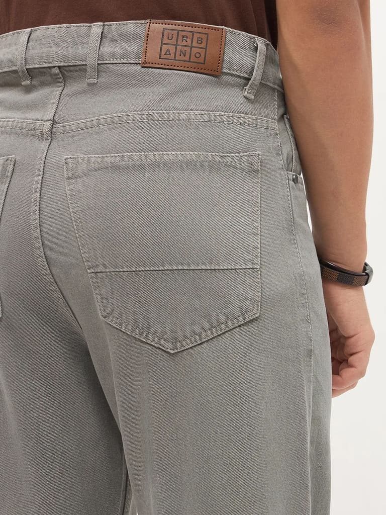 Men's Dusty Grey Loose Baggy Fit Washed Denim Jeans Non-Stretchable — photo 6