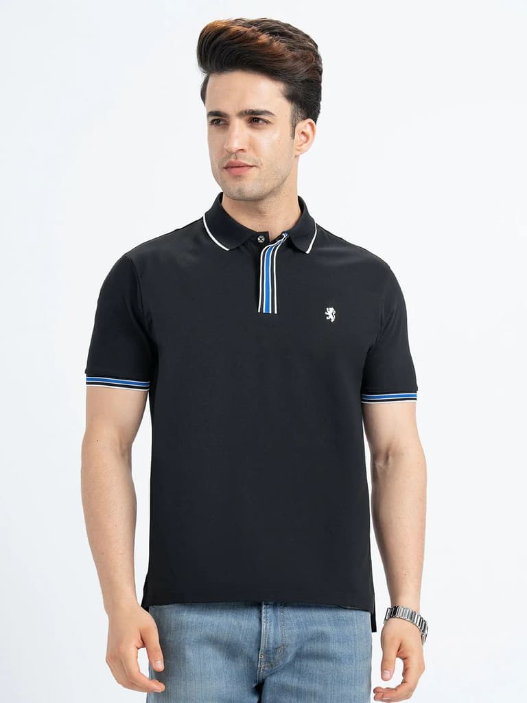 Polo T Shirts for Men in Black | Half Sleeve T Shirt — S / Black