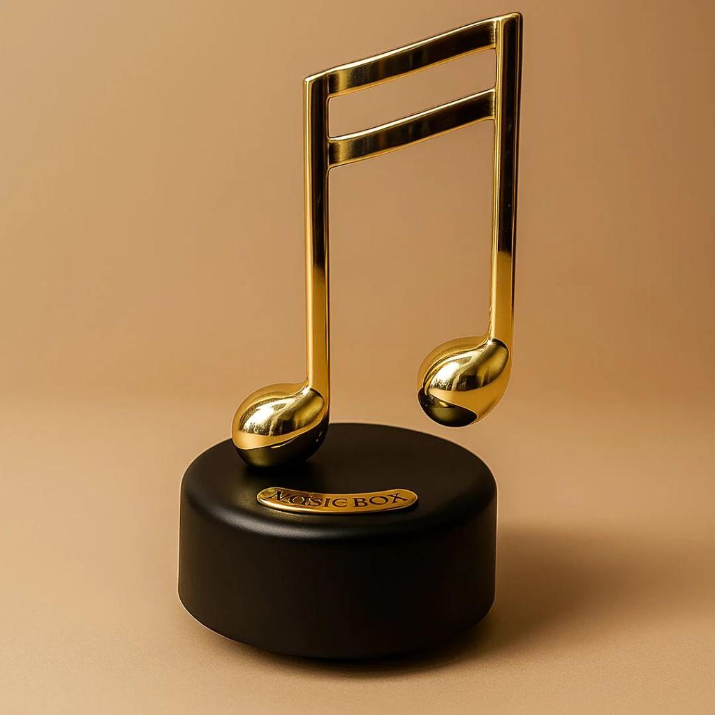 Musical Notes Wind-Up Music Box – Golden Rotating Melody Showpiece for Music Lovers — photo 2