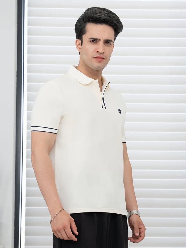 T Shirts for Men in Pastel Yellow | Polyester Polo T Shirt — photo 5
