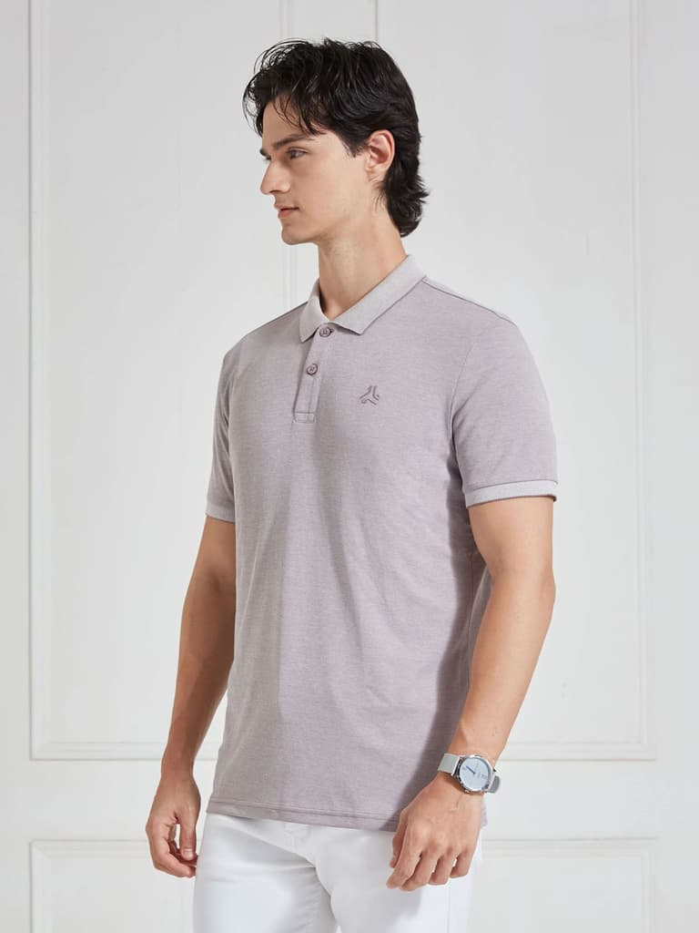 Men's Mauve Solid Polo Collar T-Shirt — photo 2