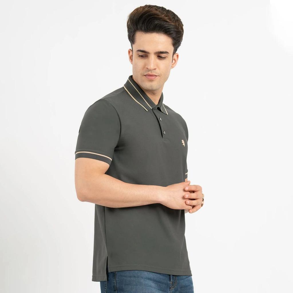 T Shirts for Men in Dark Olive | Nylon Spandex Polo T Shirt — photo 6