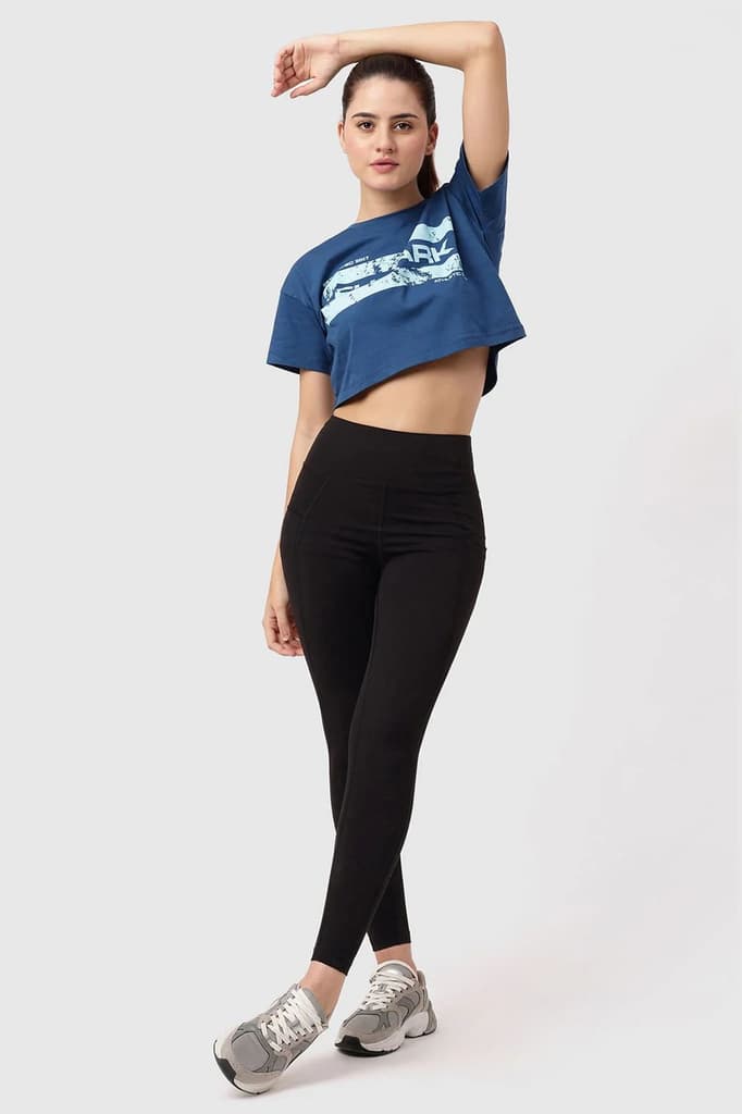 Brisk Fuaark Cotton Crop Top Teal — photo 2