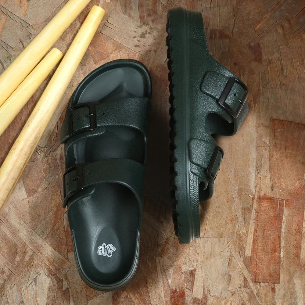 A-HA Olive Green Casual Flat Sandal For Men COMMIT By Liberty — photo 4