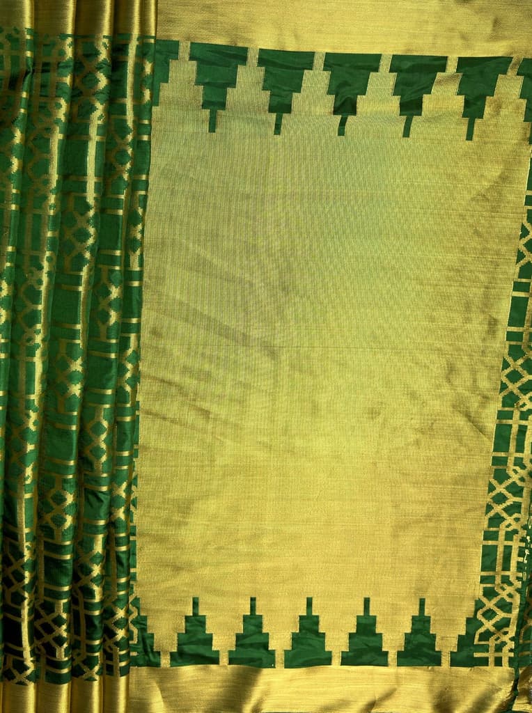 MIMOSA Women's Woven Design Banarasi Style Art Silk Saree with Blouse Piece - Green ( SA00003121GRNFREE ) — photo 7