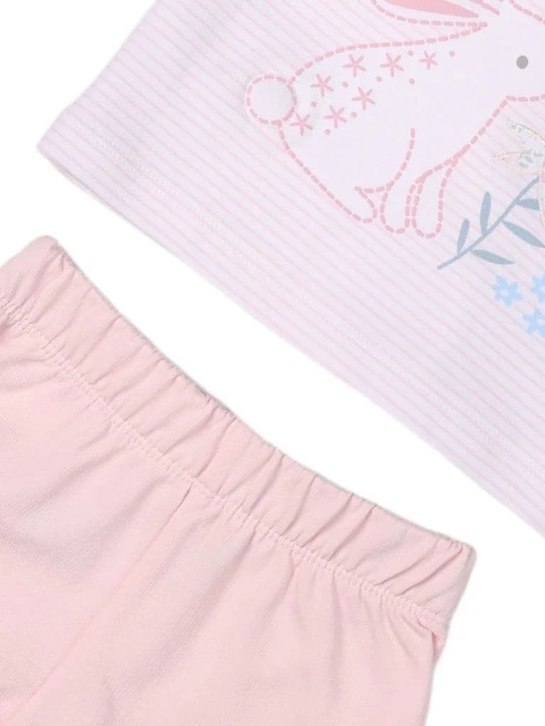 HOP Baby Girls Pink Printed Cotton Top and Shorts Set — photo 4