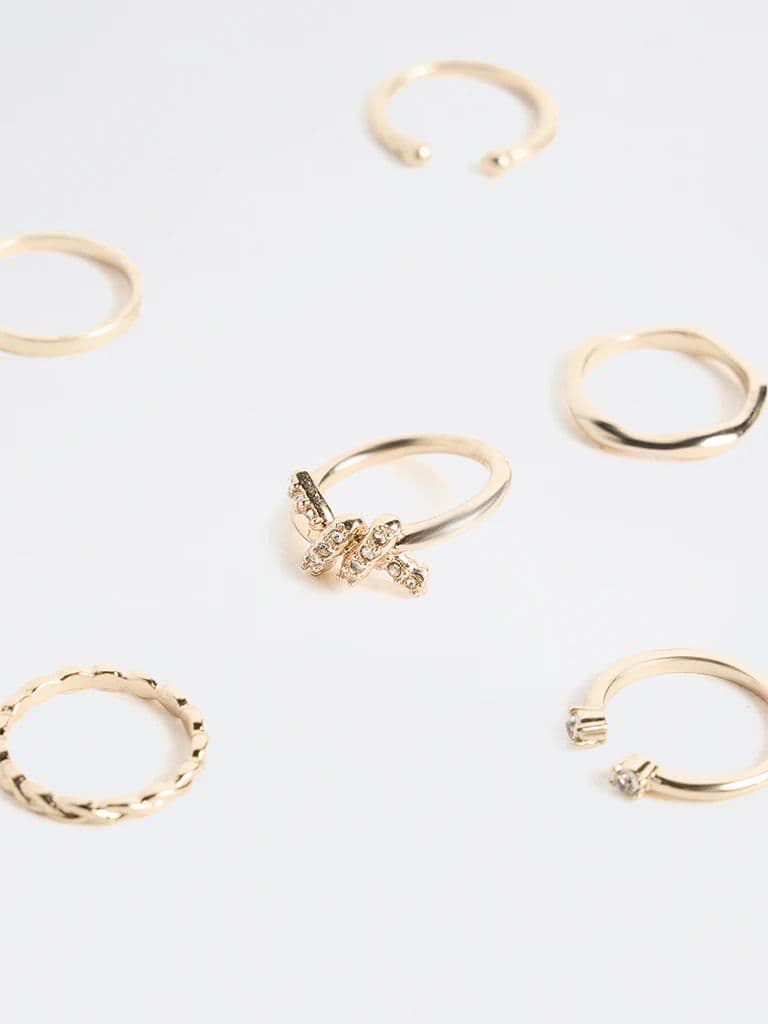 Westside Accessories Gold Knot Stack Rings - Pack of 6 — photo 3