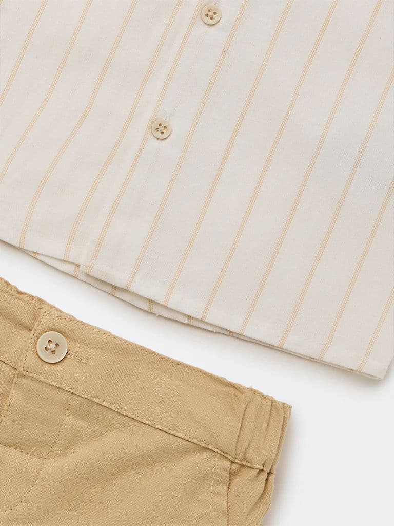 HOP Baby Boys White Cotton-Blend Shirt and Shorts Set — photo 4
