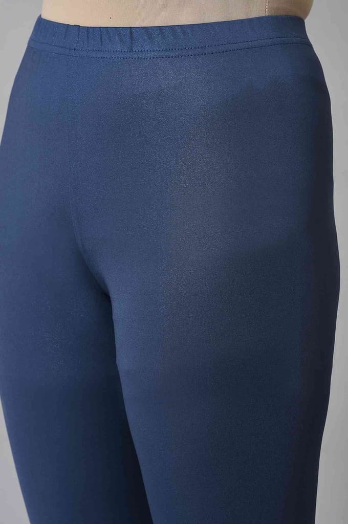 Blue Solid Skinny Fit Tights With Slip On Closure — photo 7