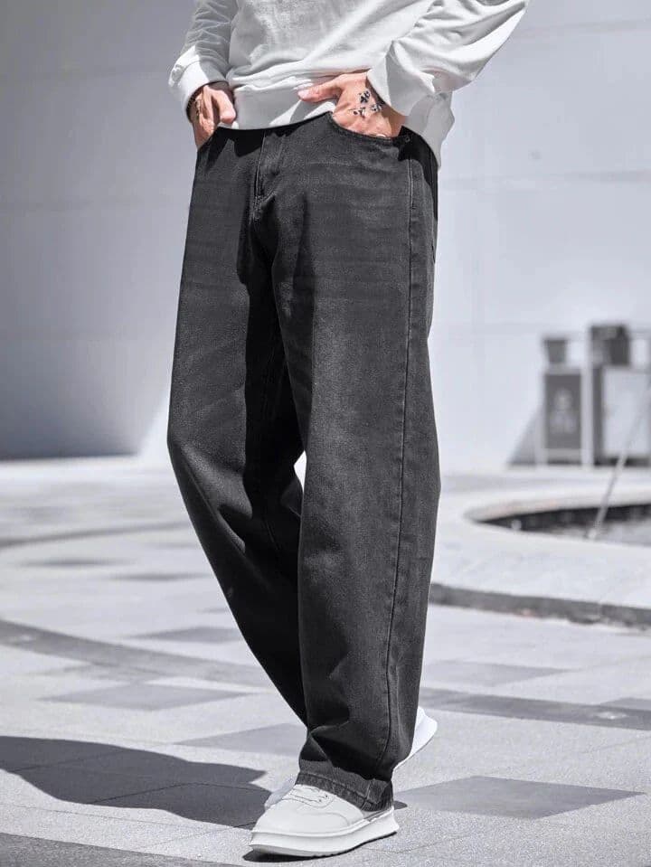 Charcoal Raw Wash Baggy Fit Jeans — photo 3