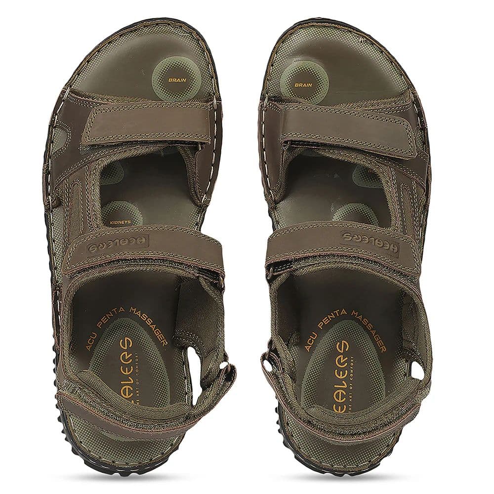 Healers RECARDO702 Sporty Olive Green Velcro Sandal for Men by Liberty — photo 8