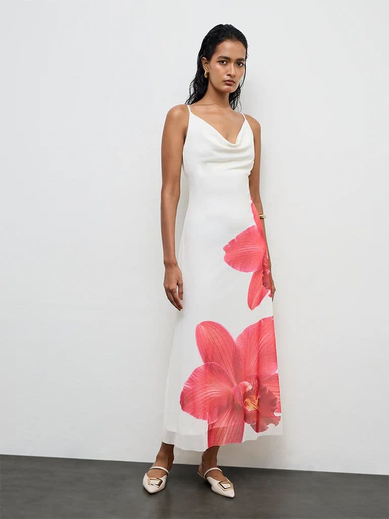 Wardrobe Off-White Floral Printed A-Line Dress — photo 2