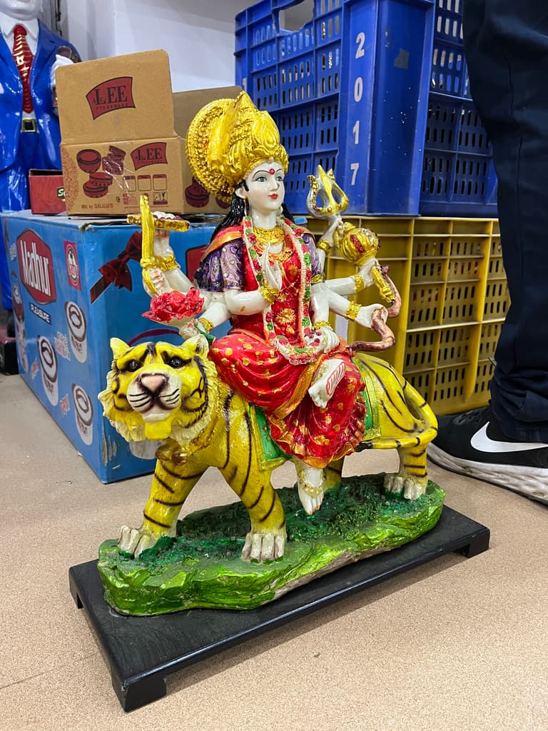 Hindu Goddess Statue | Sculpture | Bronze | Gold, Red, Yellow, Green