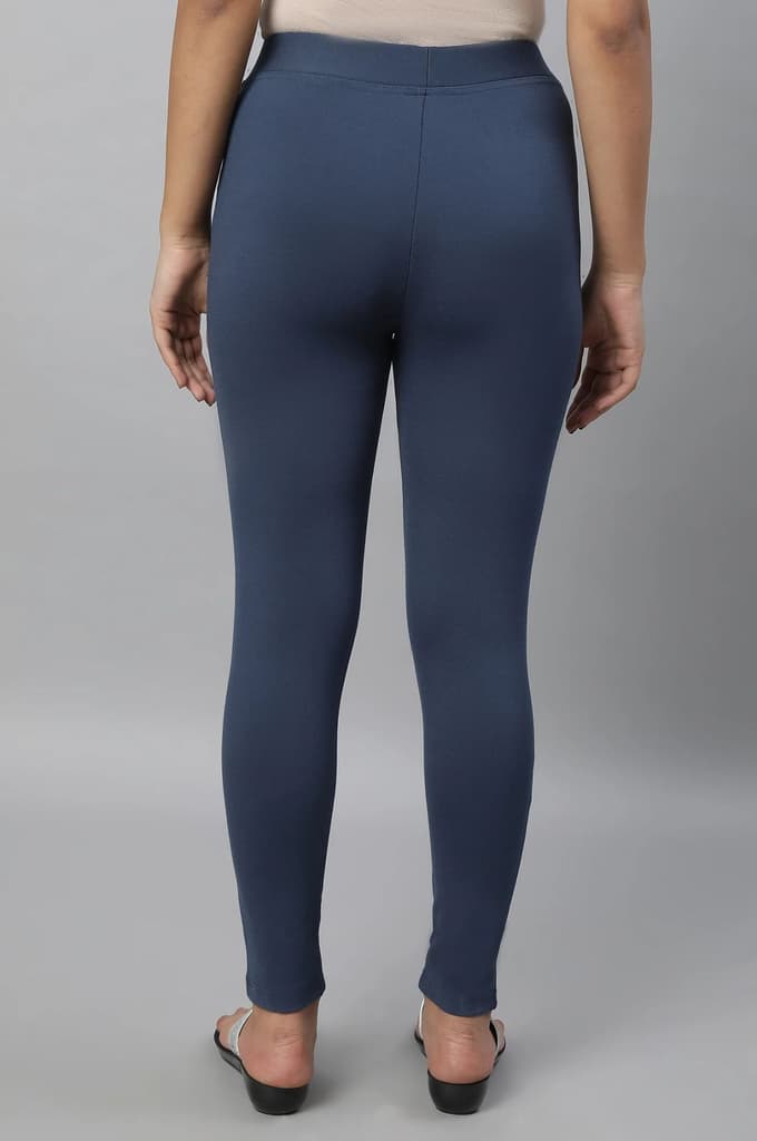 Light Blue Solid Yoga Tights — photo 2