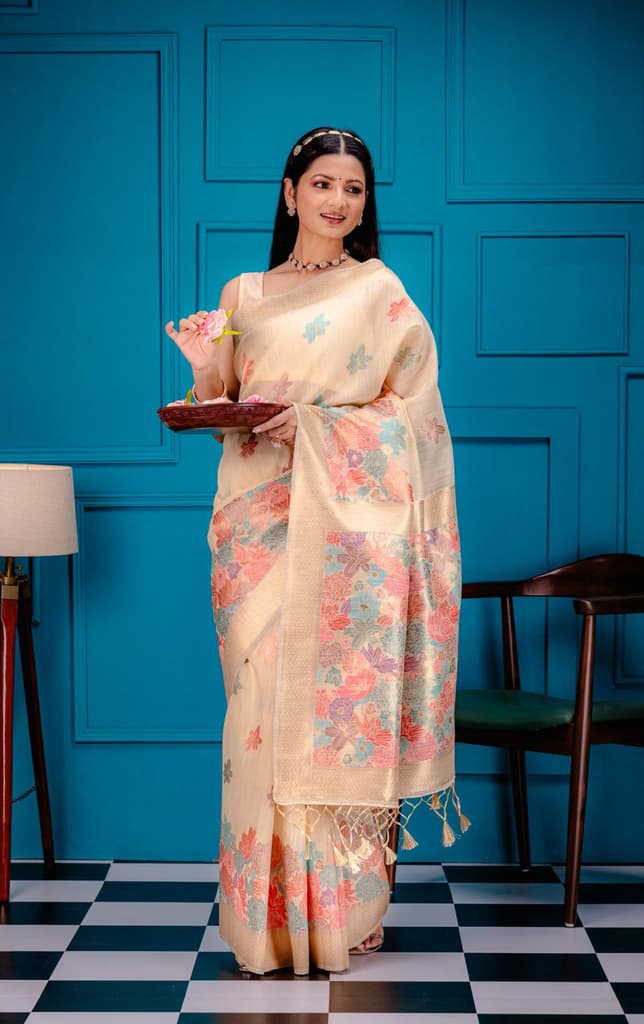 Mimosa Women's Woven Design Banarasi Style Art Silk Saree With Blouse Piece : SA00001785YLWFREE — photo 5