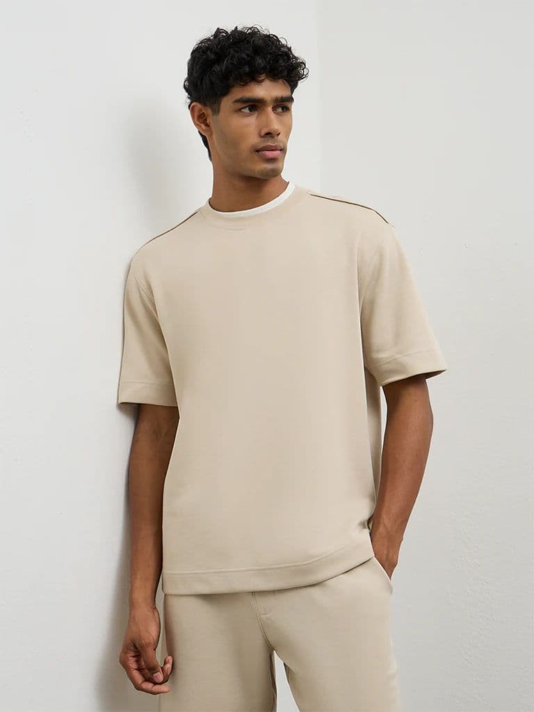 Nuoflexx Light Beige Relaxed-Fit T-Shirt