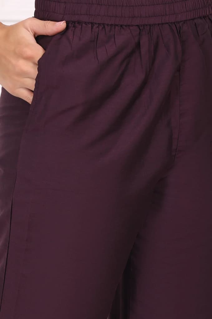 Maroon Embroidered Silk Straight Kurta, Pants and Dupatta Set — photo 9