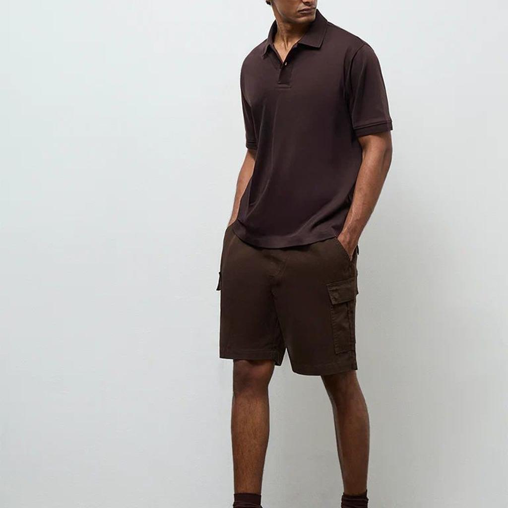 WES Casuals Dark Brown Relaxed-Fit Cotton-Blend Polo T-Shirt