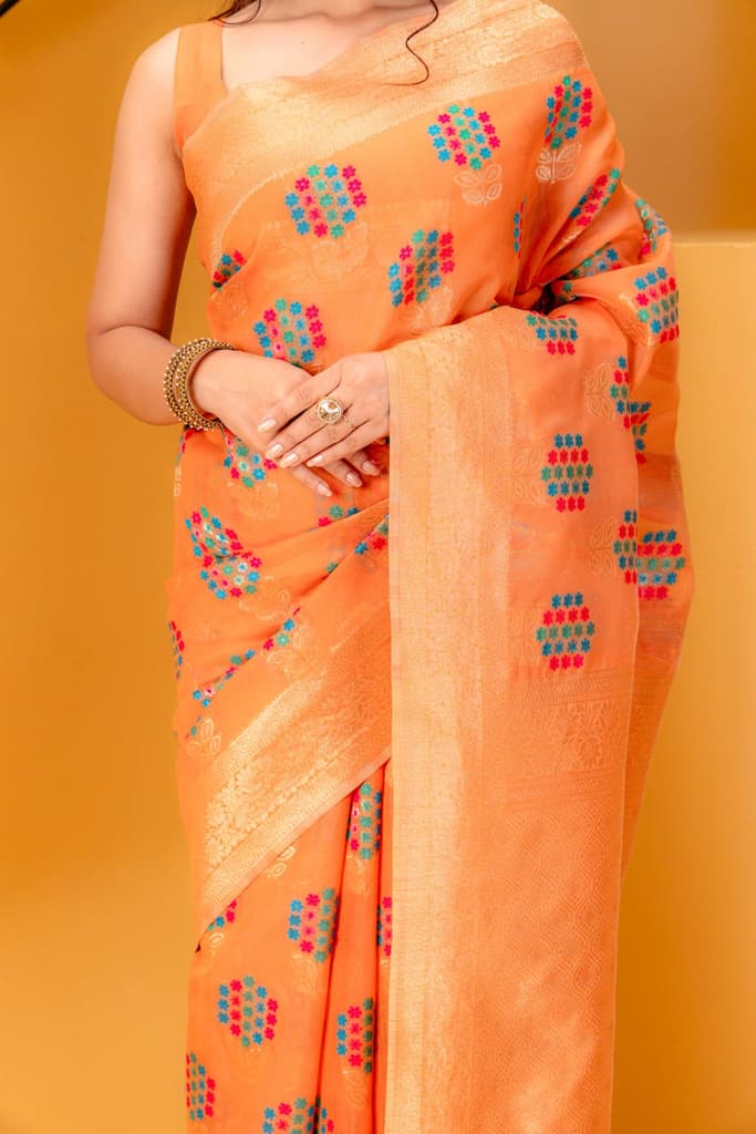 Mimosa Women's Woven Design Banarasi Style Art Silk Saree With Blouse Piece : SA00001595PCFREE — photo 3