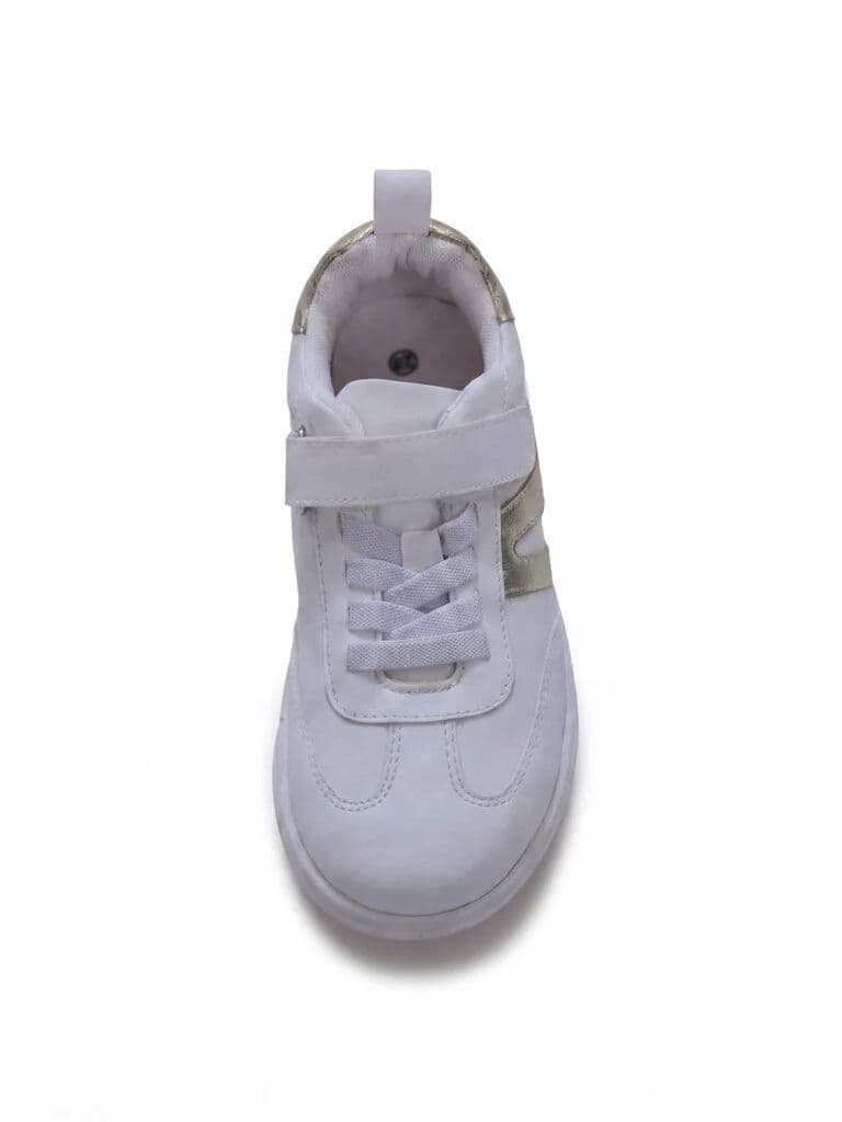Yellow White and Gold Sparkle Deatiled Velcro Strap Sneakers — photo 3