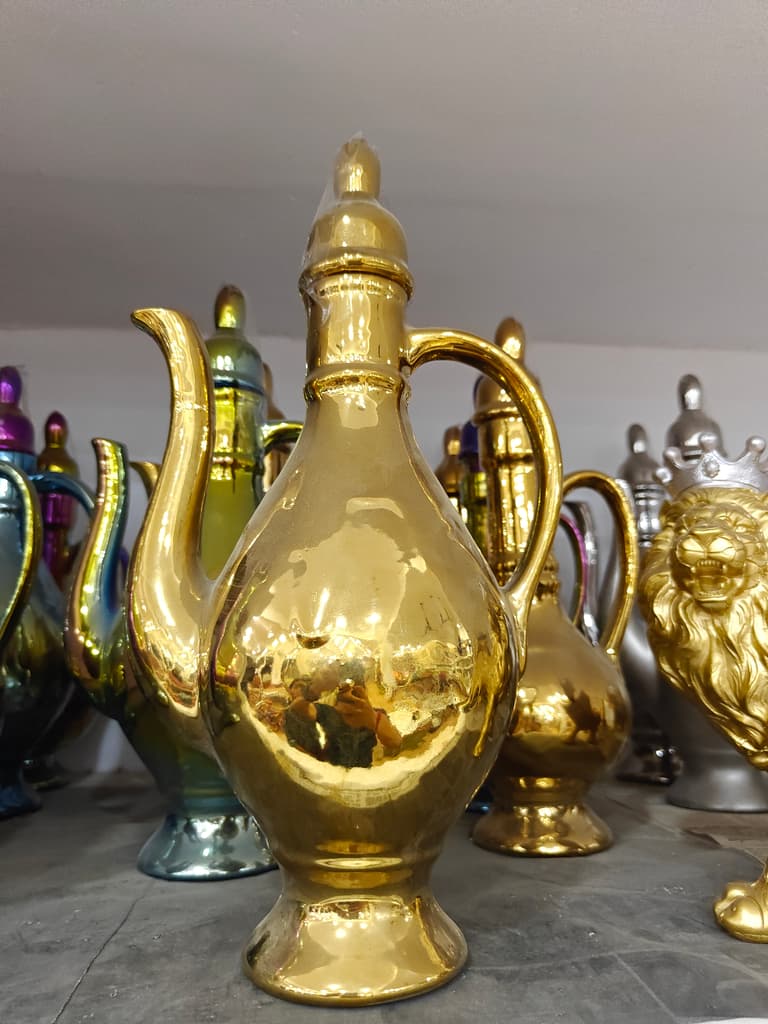 Gold Vase with Handle | Decorative | Glass | Gold