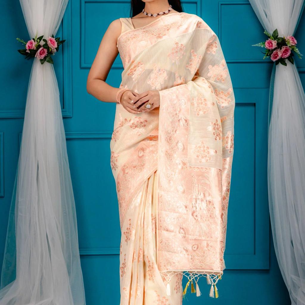 Mimosa Women's Woven Design Banarasi Style Art Silk Saree With Blouse Piece : SA00001806HWFREE