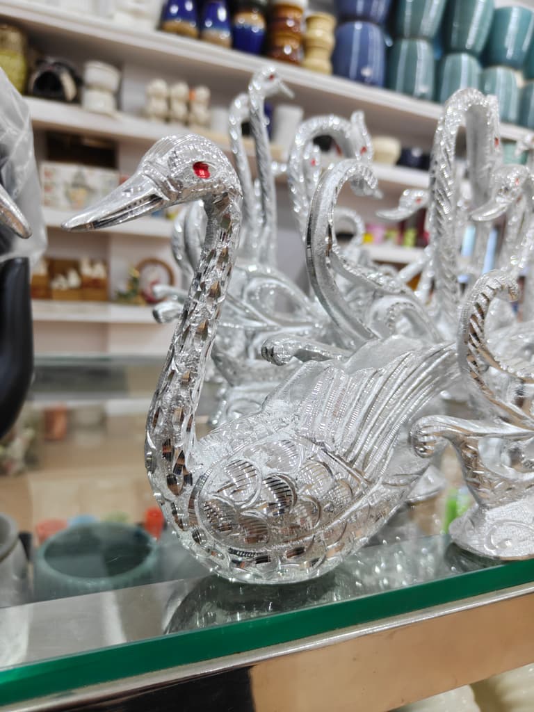 Glass Bird Sculpture | Art Deco | Clear | Silver