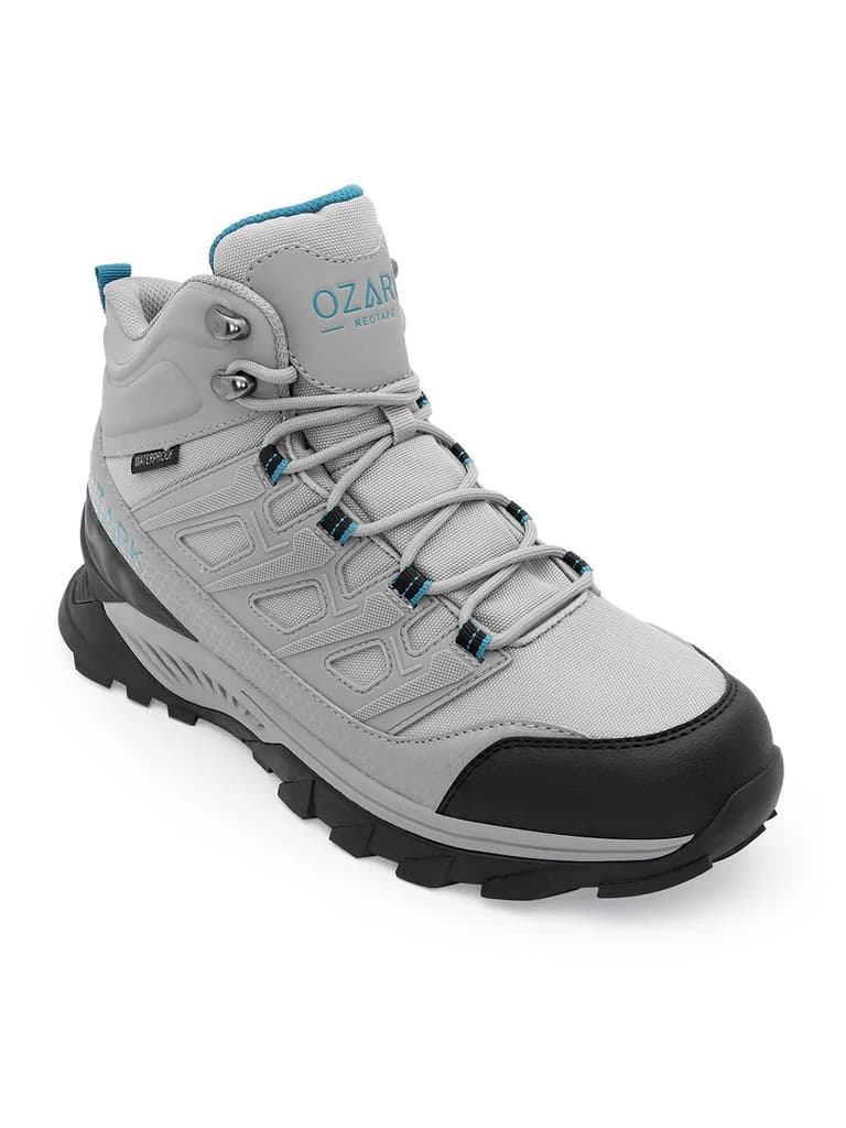 Light Grey Trekking Shoes for Men | High-Top Outdoor — 6 / Light Grey