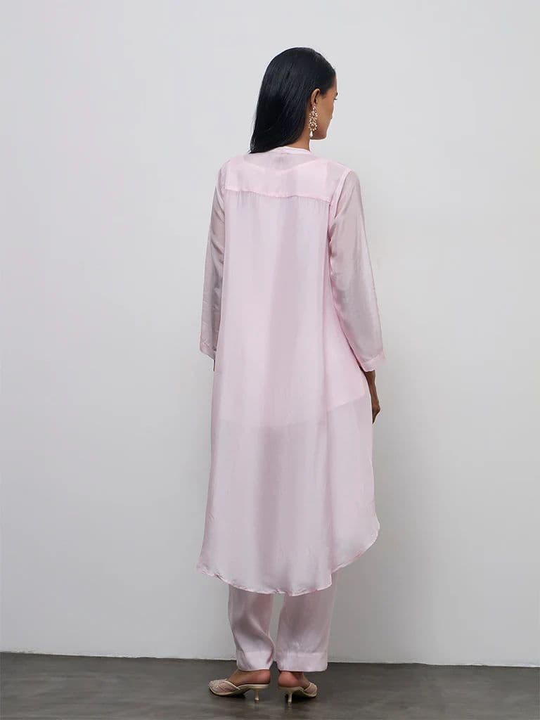 Vark Pink Cotton-Blend Sheer Ethnic Set with Inner — photo 4