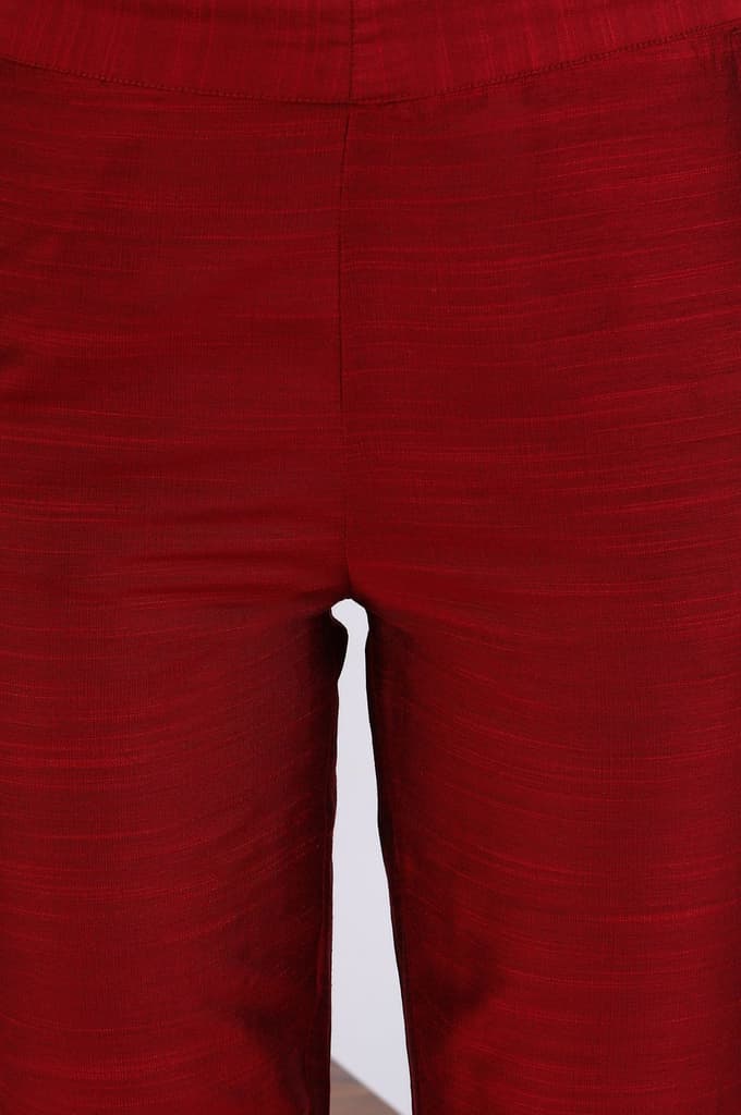 Maroon Solid Yarn Dyed Trousers — photo 6