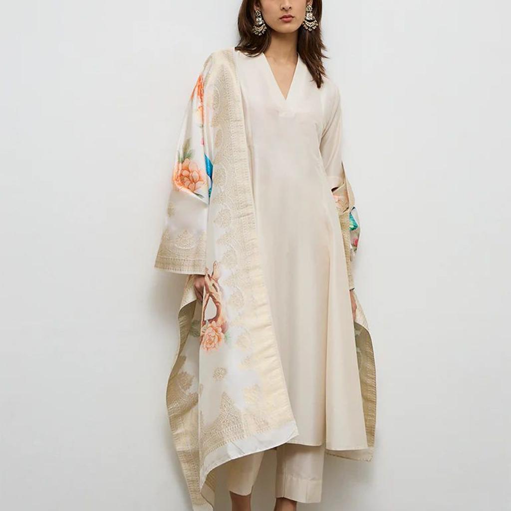 Vark Cream Anarkali Ethnic Set