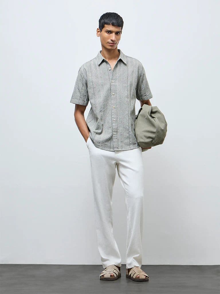 ETA White Relaxed-Fit Mid-Rise Cotton-Blend Chinos — photo 3