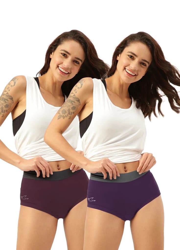 Women's Micro Modal Boxer Brief (Pack of 2) — Sangria Wine; Trippy Violet / S / Women